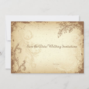 PixDezines vintage brown floral scroll Save The Date