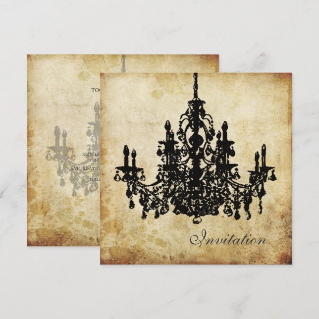 PixDezines VINTAGE CHANDELIER / FAUX PARCHMENT Invitation (Front/Back)