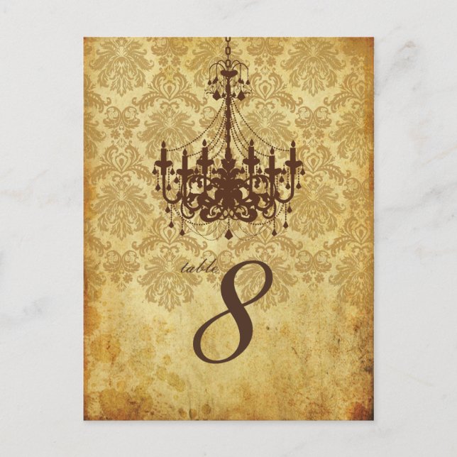 PixDezines Vintage Chandelier+Piqué Damask Postcard (Front)