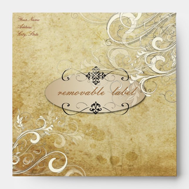 PixDezines vintage cream swirls Envelope (Front)