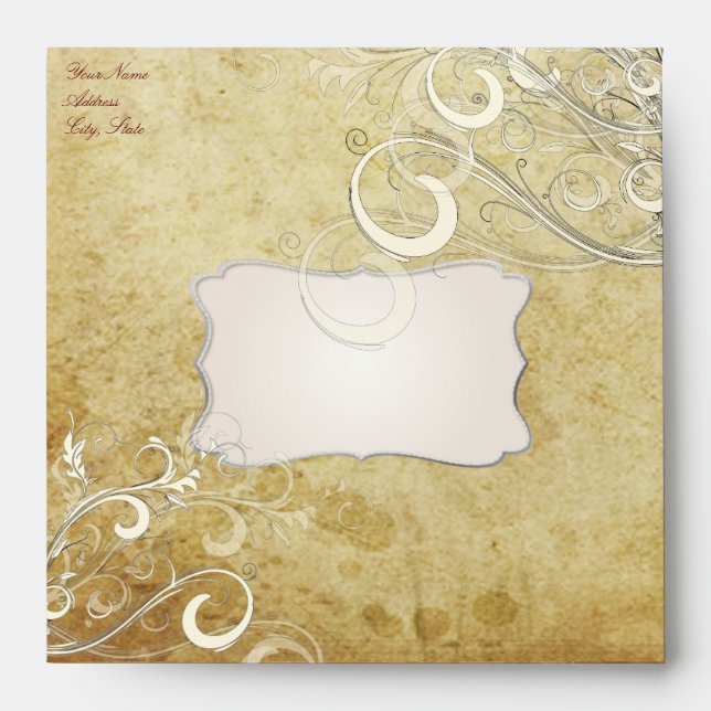 PixDezines vintage cream swirls Envelope (Front)