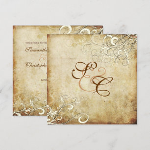 PixDezines VINTAGE CREAM SWIRLS/Faux Parchment Invitation