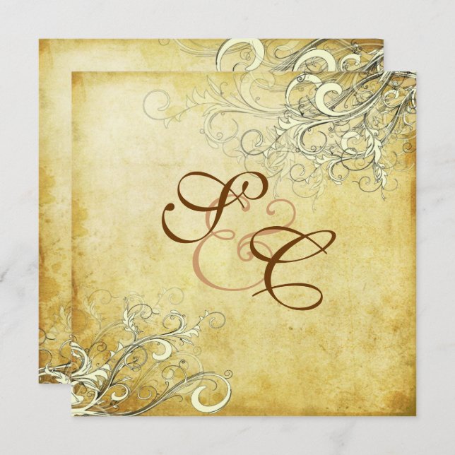 PixDezines vintage cream swirls Invitation (Front/Back)