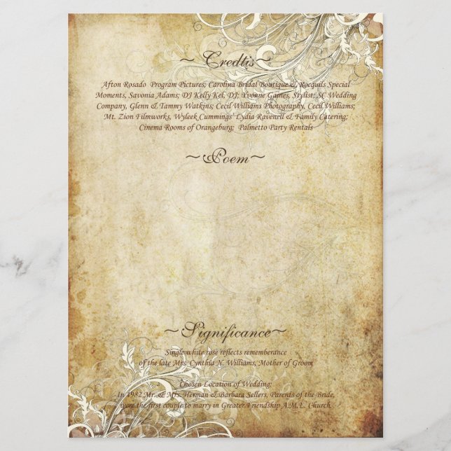 PixDezines vintage cream swirls Program (Front)