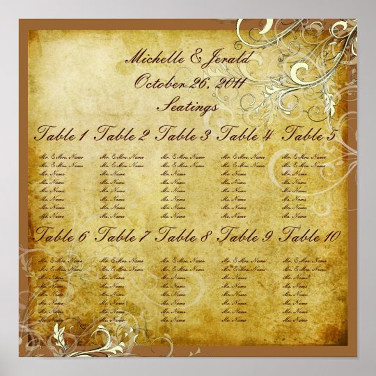 PixDezines vintage cream swirls seating chart