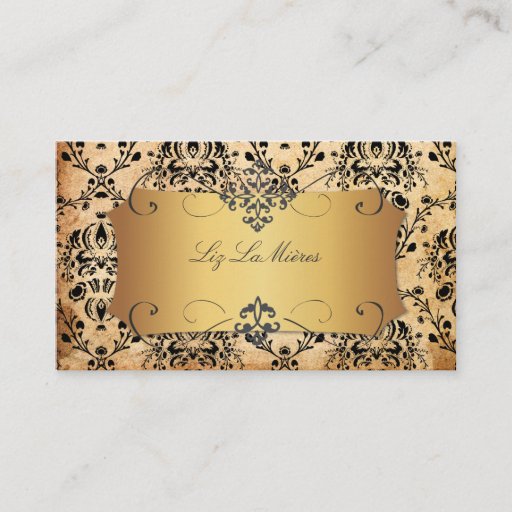 Customizable PixDezines Vintage Dolcè damask/faux parchment Business Card
