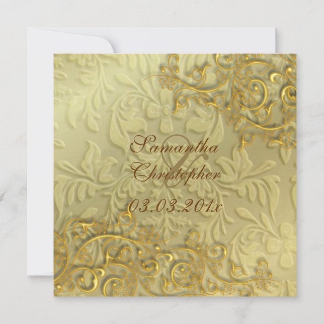 PixDezines vintage faux gold swirls Invitation (Front)