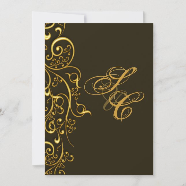 PixDezines vintage faux gold swirls Invitation (Front)