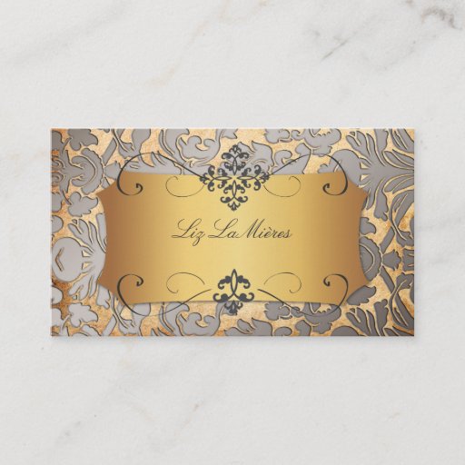 Customizable PixDezines vintage flora damask/faux parchment Business Card
