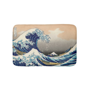 PixDezines Vintage, Great Wave, Hokusai 葛飾北斎の神奈川沖浪 Bath Mat