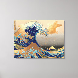 PixDezines Vintage, Great Wave, Hokusai 葛飾北斎の神奈川沖浪 Canvas Print