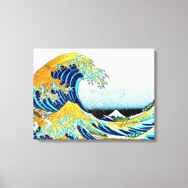 PixDezines Vintage, Great Wave, Hokusai 葛飾北斎の神奈川沖浪 Canvas Print (Front)