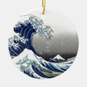 PixDezines Vintage, Great Wave, Hokusai 葛飾北斎の神奈川沖浪 Ceramic Ornament