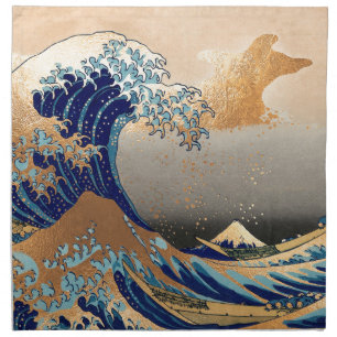 PixDezines Vintage, Great Wave, Hokusai 葛飾北斎の神奈川沖浪 Cloth Napkin