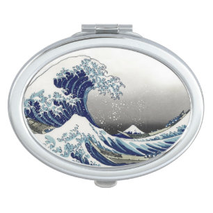 PixDezines Vintage, Great Wave, Hokusai 葛飾北斎の神奈川沖浪 Compact Mirror