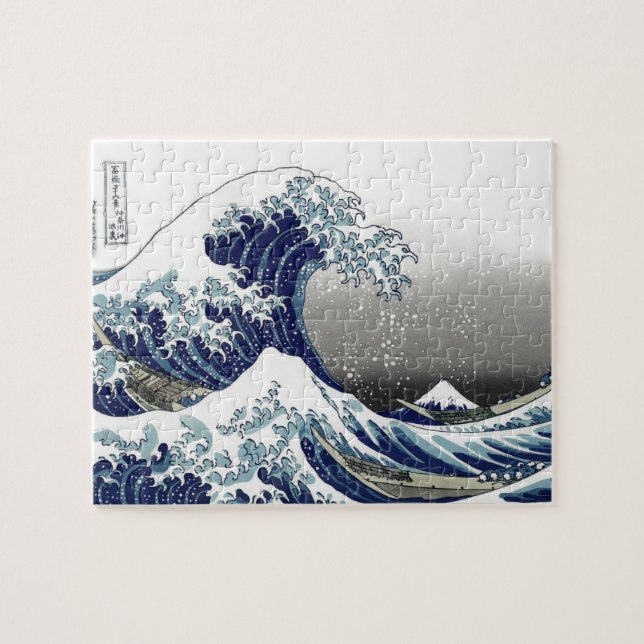 PixDezines Vintage, Great Wave, Hokusai 葛飾北斎の神奈川沖浪 Jigsaw Puzzle (Horizontal)