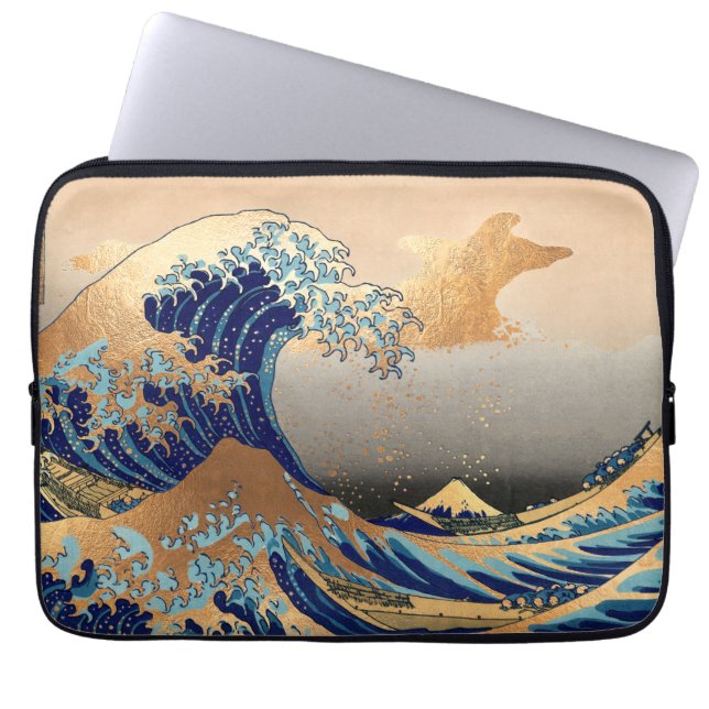 PixDezines Vintage, Great Wave, Hokusai 葛飾北斎の神奈川沖浪 Laptop Sleeve (Front)