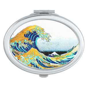 PixDezines Vintage, Great Wave, Hokusai 葛飾北斎の神奈川沖浪 Makeup Mirror