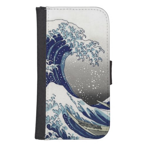 PixDezines Vintage Great Wave Hokusai 葛飾北斎の神奈川沖浪 Wallet Phone Case For Samsung Galaxy S4