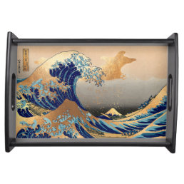 PixDezines Vintage, Great Wave, Hokusai 葛飾北斎の神奈川沖浪 Serving Tray