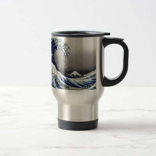 PixDezines Vintage Great Wave Hokusai èéåŒæŽãçžåˆåææµª Travel Mug