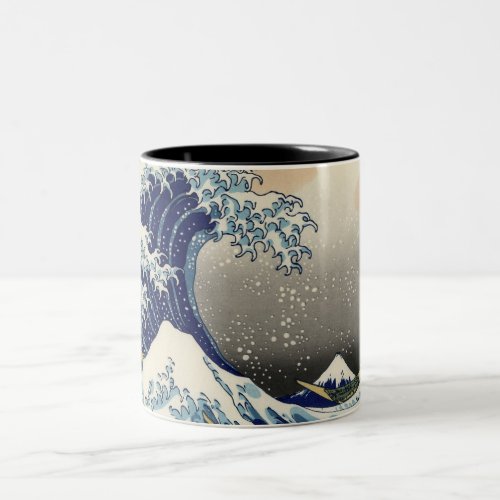 PixDezines Vintage Great Wave Hokusai èéåŒæŽãçžåˆåææµª Two_Tone Coffee Mug