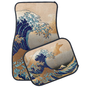 PixDezines Vintage Great Waves, by Hokusai Car Floor Mat