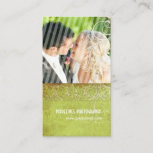 PixDezines Vintage Grunge Damask / Green Business Card
