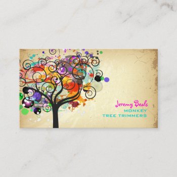 Pixdezines Vintage Grunge Tree Trimmers ♥♥♥♥ Business Card by Create_Business_Card at Zazzle