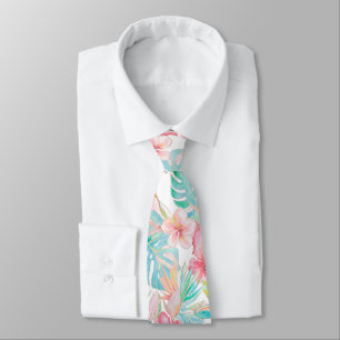 PixDezines Vintage H2 Hawaii Floral Foliage Neck Tie