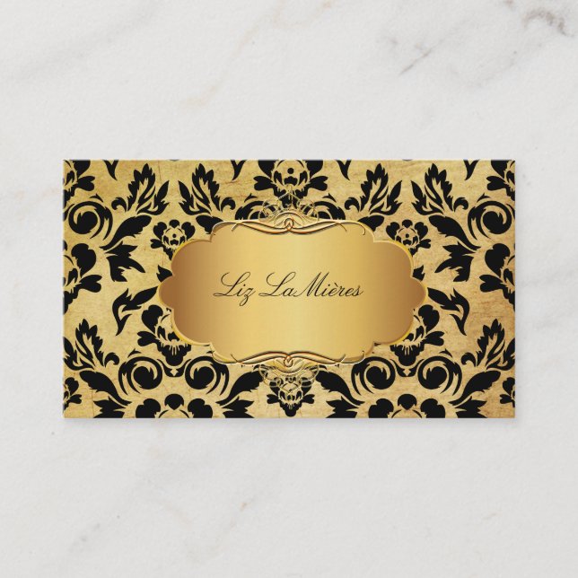 PixDezines VINTAGE HAUTE COUTOUR DAMASK Business Card (Front)