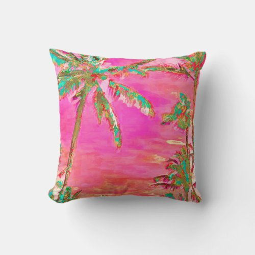 PixDezines Vintage Hawaii BeachCoralTeal Throw Pillow