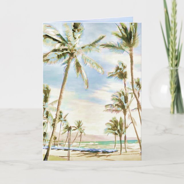 PixDezines Vintage Hawaii/Breezy Blue Thank You Card (Front)