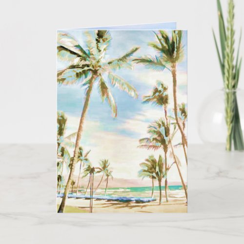 PixDezines Vintage HawaiiBreezy Blue Thank You Card