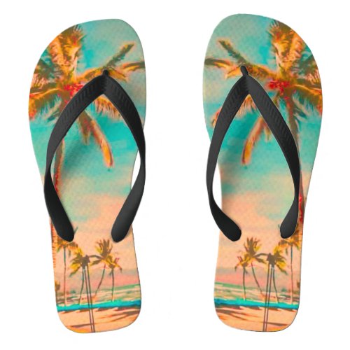 PixDezines Vintage Hawaii Mauna Lani Bay Flip Flops