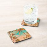 PixDezines vintage hawaiian beach Beverage Coaster<br><div class="desc">PixDezines vintage hawaiian beach,   PixDezines™ on zazzle.com</div>