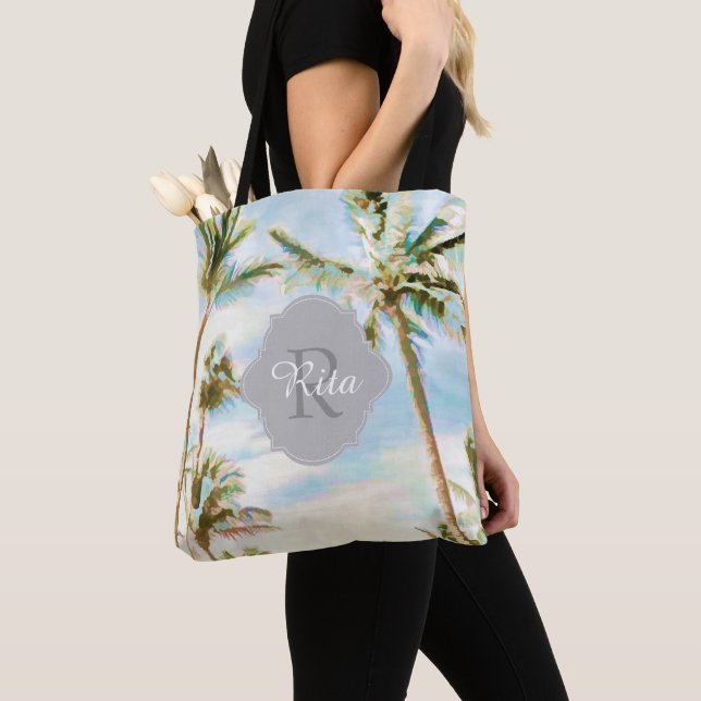PixDezines Vintage Hawaiian Beach/Blue Tote Bag (Close Up)