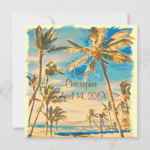 PixDezines vintage hawaiian beachcerulean blue Invitation