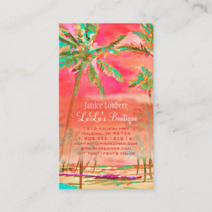 PixDezines Vintage Hawaiian Beach/Coral/Teal Business Card