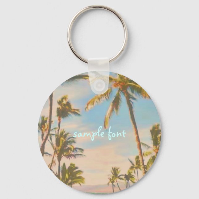 PixDezines vintage hawaiian beach Keychain (Front)