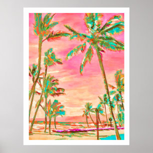 PixDezines Vintage Hawaiian Beach/Persimmon Poster