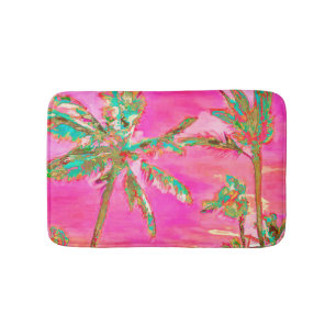 PixDezines Vintage Hawaiian Beach/Pink Bath Mat