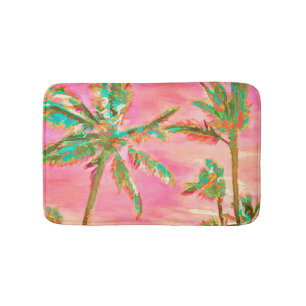 PixDezines Vintage Hawaiian Beach/Pink Bathroom Mat