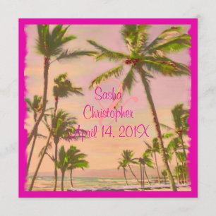 PixDezines vintage hawaiian beach/pink Invitation
