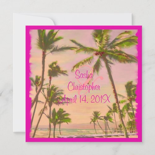 PixDezines vintage hawaiian beachpink Invitation