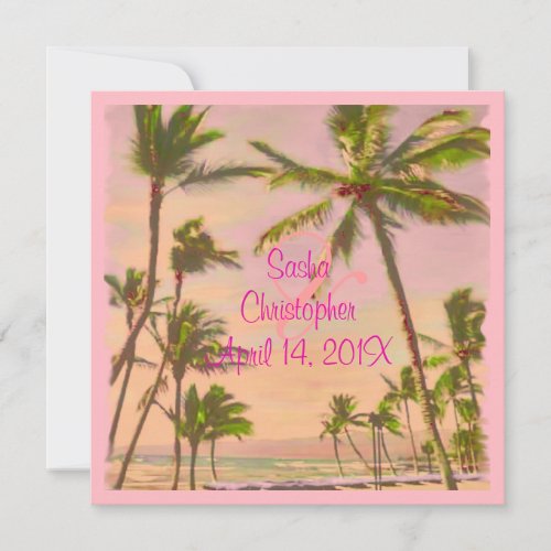 PixDezines vintage hawaiian beachpink Invitation