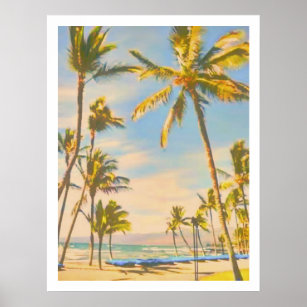 Vintage Beach Posters Photo Prints Zazzle Pixdezines Vintage Hawaiian Beach Poster