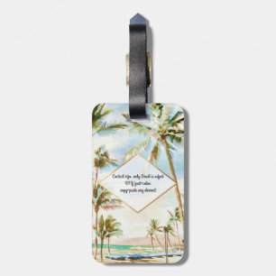 PixDezines vintage hawaiian beach scene/Breezy Blu Luggage Tag