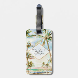 PixDezines vintage hawaiian beach scene/Breezy Blu Luggage Tag