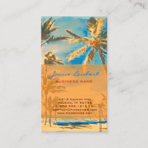 PixDezines Vintage Hawaiian Beach Scene Business Card